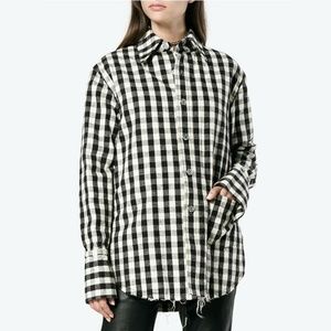 HELMUT LANG Oversized Gingham Check Flannel Padded Shirt Jacket Shacket XS